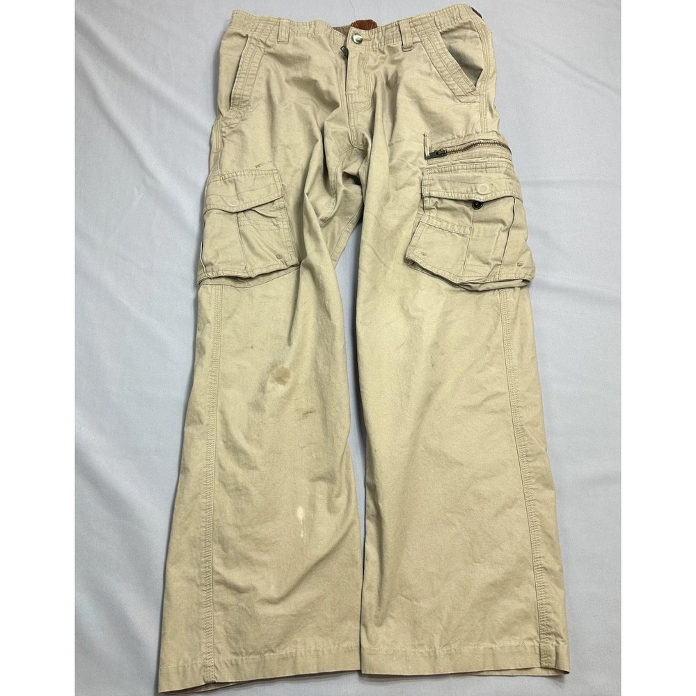 PrAna Cargo Pants Mens 30x29 Beige Organic Cotton Workwear Hiking Thrashed